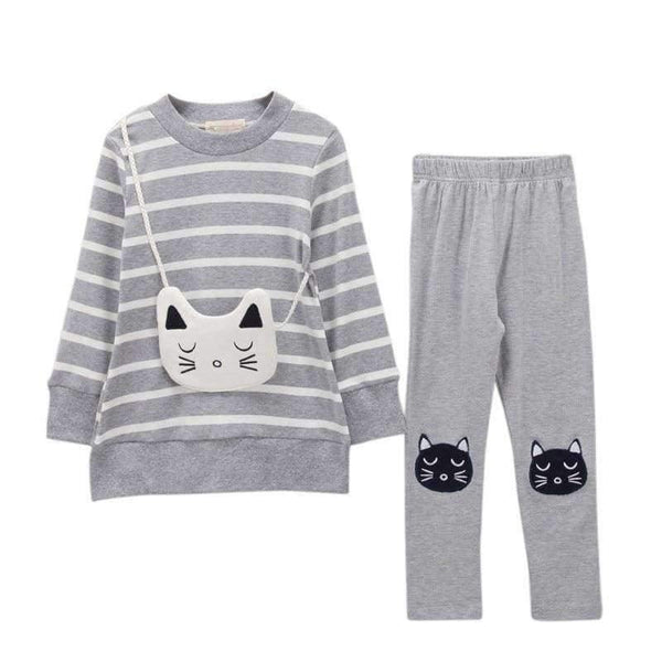 Planet Gates Green / 6 Autumn Winter Girls Clothes Set Teenage Girls Clothing Sets Strip T-Shirt+Pant 2pcs Kids Girl Sport Suit Children Clothes