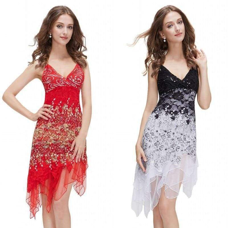 Planet Gates Green / 6 Hot Sale Red Robe Cocktail Dresses Courte Chic Lace Sequined Sexy Special Occasion High Low Party Dress EP00045