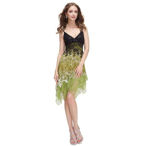 Planet Gates Green / 6 Hot Sale Red Robe Cocktail Dresses Courte Chic Lace Sequined Sexy Special Occasion High Low Party Dress EP00045