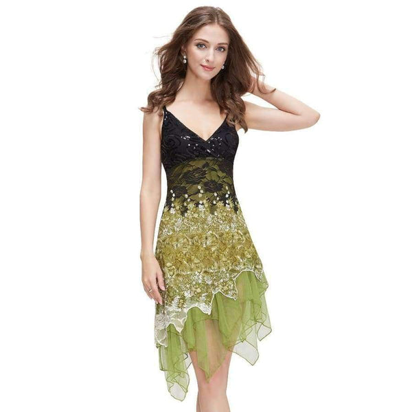 Planet Gates Green / 6 Hot Sale Red Robe Cocktail Dresses Courte Chic Lace Sequined Sexy Special Occasion High Low Party Dress EP00045