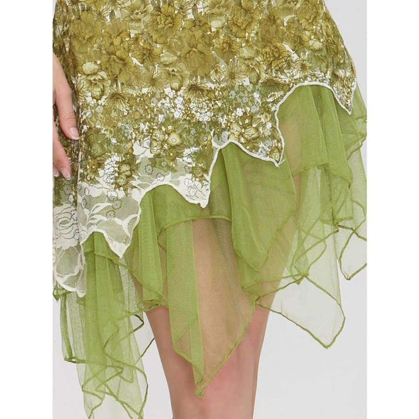 Planet Gates Green / 6 Hot Sale Red Robe Cocktail Dresses Courte Chic Lace Sequined Sexy Special Occasion High Low Party Dress EP00045