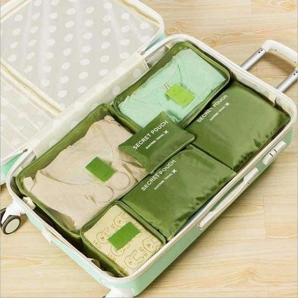 Planet Gates Green 6 pcs Home Storage Bag Organization Polyester Packing Cube Travel Bags Clothes Closet Divider Tidy Drawer Handbag Laptop Bag