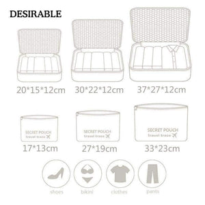 Planet Gates Green 6 pcs Home Storage Bag Organization Polyester Packing Cube Travel Clothing Bags Laptop Bag Tidy Purse Closet Drawer Divider