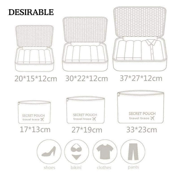 Planet Gates Green 6 pcs Home Storage Bag Organization Polyester Packing Cube Travel Clothing Bags Laptop Bag Tidy Purse Closet Drawer Divider