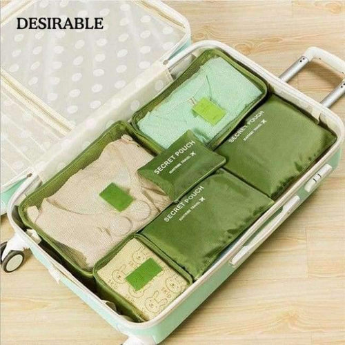 Planet Gates Green 6 pcs Home Storage Bag Organization Polyester Packing Cube Travel Clothing Bags Laptop Bag Tidy Purse Closet Drawer Divider
