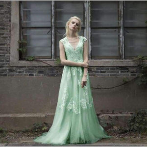 Wedding Dress Robe De Mariage Gelinlik Beach Lace Wedding Dresses 2018 Plus Size Vestido De Noiva De Renda - Green / 6