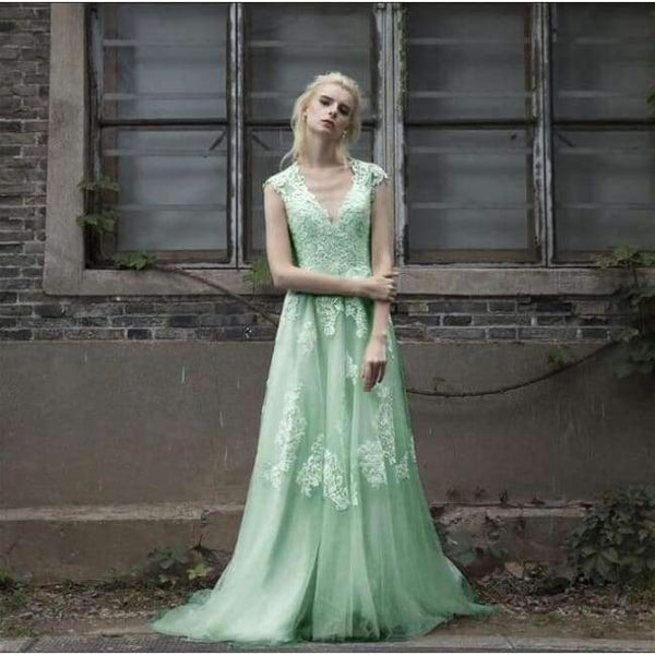 Wedding Dress Robe De Mariage Gelinlik Beach Lace Wedding Dresses 2018 Plus Size Vestido De Noiva De Renda - Green / 6