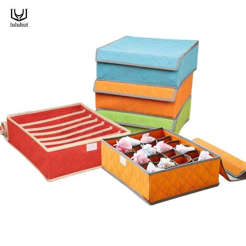 Planet Gates green 7 grids Underwear organization Non-woven foldable storage box for bra socks underwear storage various grid home organizer
