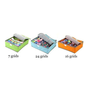 Planet Gates green 7 grids Underwear organization Non-woven foldable storage box for bra socks underwear storage various grid home organizer
