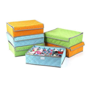 Planet Gates green 7 grids Underwear organization Non-woven foldable storage box for bra socks underwear storage various grid home organizer