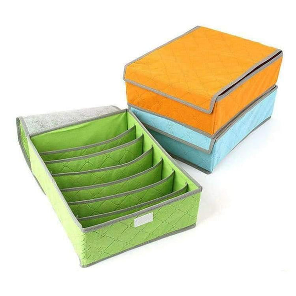 Planet Gates green 7 grids Underwear organization Non-woven foldable storage box for bra socks underwear storage various grid home organizer
