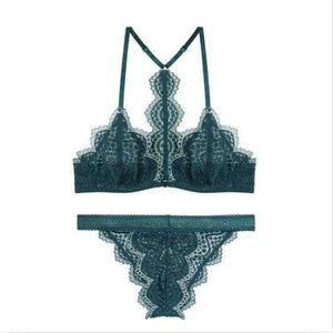 Planet Gates Green / 70B For 32B Women's underwear 2018 Women Sexy Lace Lingerie set Front Closure brassiere Fashion Women thin bralette lounge bra set