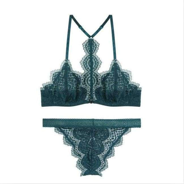 Planet Gates Green / 70B For 32B Women's underwear 2018 Women Sexy Lace Lingerie set Front Closure brassiere Fashion Women thin bralette lounge bra set