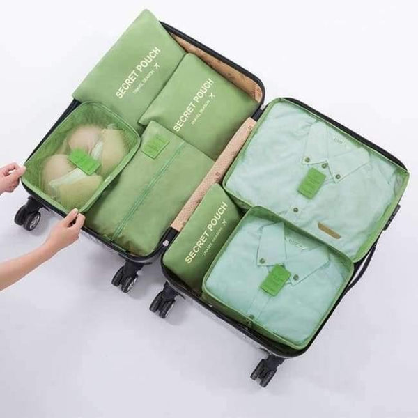 Planet Gates green 7Pcs/set Trip Luggage Organizer Polyester Portable Travel Partition Pouch Storage Bags Home Organization Accessories Supplies