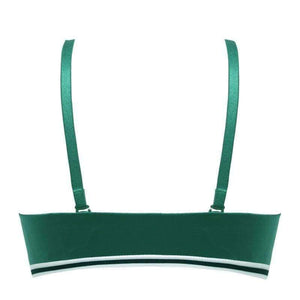 Planet Gates Green / 80C Wire Free Seamless Bra Push Up Stripe Beauty Back Glossy Bra Small Breast Gathered Sexy Green Women Underwear