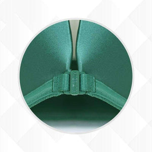 Planet Gates Green / 80C Wire Free Seamless Bra Push Up Stripe Beauty Back Glossy Bra Small Breast Gathered Sexy Green Women Underwear