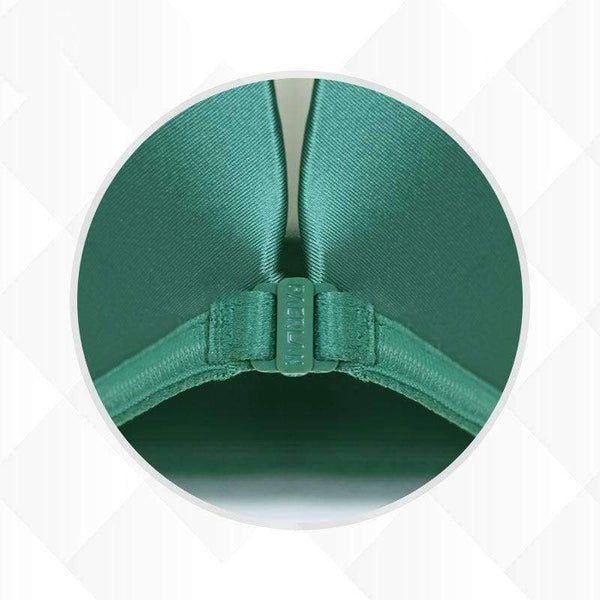 Planet Gates Green / 80C Wire Free Seamless Bra Push Up Stripe Beauty Back Glossy Bra Small Breast Gathered Sexy Green Women Underwear