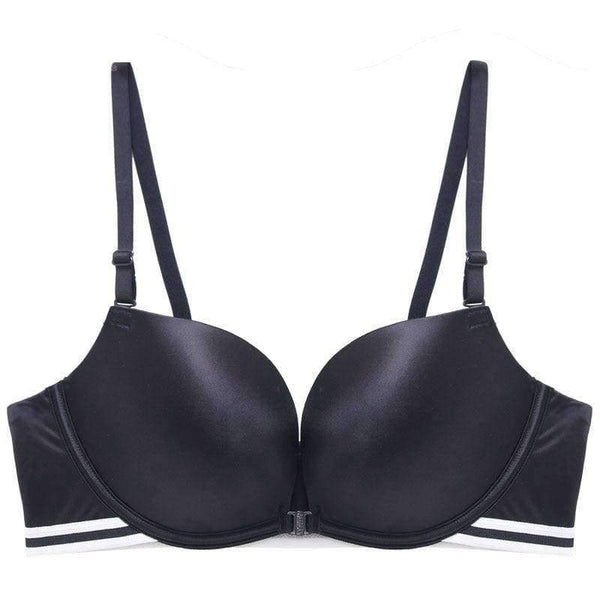 Planet Gates Green / 80C Wire Free Seamless Bra Push Up Stripe Beauty Back Glossy Bra Small Breast Gathered Sexy Green Women Underwear