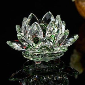 Planet Gates Green 85mm Crystal Lotus Crafts Glass Flower Miniatures Paperweight Table Ornaments Gift Home Decoration Accessories