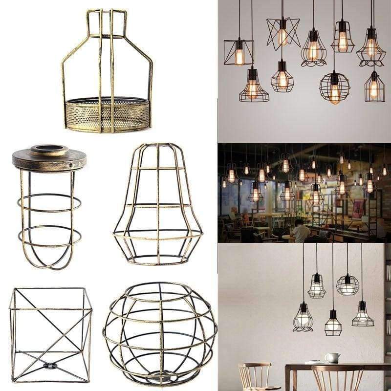 Planet Gates Green A Smuxi Retro Vintage Industrial Lamp Covers Pendant Trouble Light Bulb Guard Wire Cage Ceiling Hanging Bars Cafe Lamp Shade