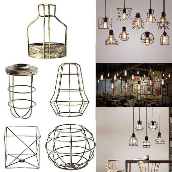 Planet Gates Green A Smuxi Retro Vintage Industrial Lamp Covers Pendant Trouble Light Bulb Guard Wire Cage Ceiling Hanging Bars Cafe Lamp Shade