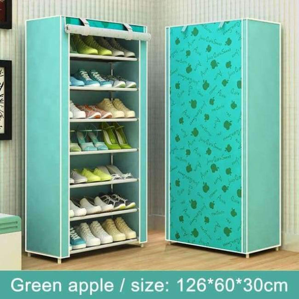 Planet Gates Green apple Shoe rack 8-layer 7-grid Non-woven fabrics large shoe cabinet organizer removable shoe storage for home furniture
