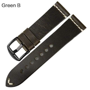 Planet Gates Green B / 22mm Watch Accessories Cow Leather Strap Watch Bracelet Brown Vintage Watch band 20mm 22mm 24mm Watchband For Fossil Watch