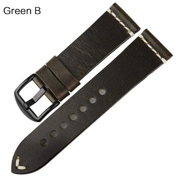 Planet Gates Green B / 22mm Watch Accessories Cow Leather Strap Watch Bracelet Brown Vintage Watch band 20mm 22mm 24mm Watchband For Fossil Watch