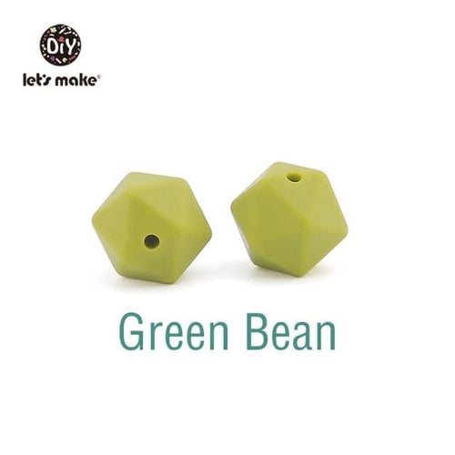 Planet Gates Green Bean Let's Make 10pc 14mm Silicone Beads Hexagon Bpa Free Silicone Teether Diy Teething Toy Baby Chewable Accessories Baby Teether