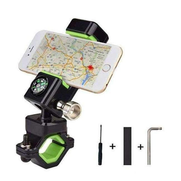 Planet Gates Green Bicycle phone holder  Motorcycle Phone Holder with Compass and LED Light Adjustable Phone Mount and Bicycle Handlebar