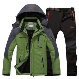 Planet Gates green black pant / XL Winter Ski Jacket suits Men Waterproof Fleece Snow Jacket Thermal Coat Outdoor Mountain Skiing Snowboard Jacket Pant suits L-5XL