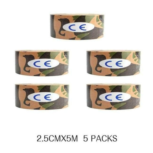 Planet Gates Green Camo 5 Pcs/lot Sport Safety Kinesiology Tape Roll Kinesio Muscle Adhesive Bandage Protective Gear Knee Elbow Brace Suppor 2.5cm*5m