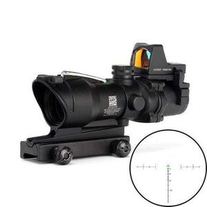 Planet Gates Green Chevron Red Do Hunting 4X32 Real Fiber Optics Chevron BDC Reticle Red Green Illuminated Riflescope for Rifle .223 .308 Caliber