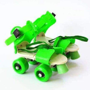 Planet Gates Green Children Roller Skates Double Row 4 Wheel Skating Shoes Adjustable Size Sliding Slalom Inline Skates Kids Boys Girls