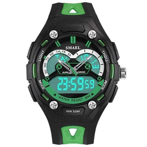Planet Gates GREEN Children Watches Sports Waterproof Child Electronic LED 1339 Watch Safe Girls Boys Toy Watch Best Gifts