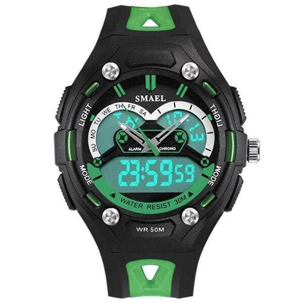 Planet Gates GREEN Children Watches Sports Waterproof Child Electronic LED 1339 Watch Safe Girls Boys Toy Watch Best Gifts
