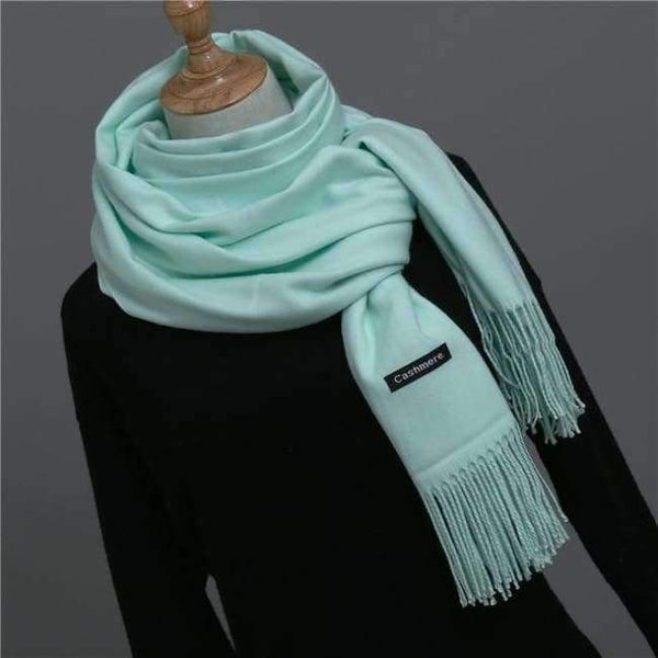 Planet Gates green / China Women scarf soild winter cashmere scarves for ladies neck warm pashmina long shawl wraps bandana foulard female head hijab