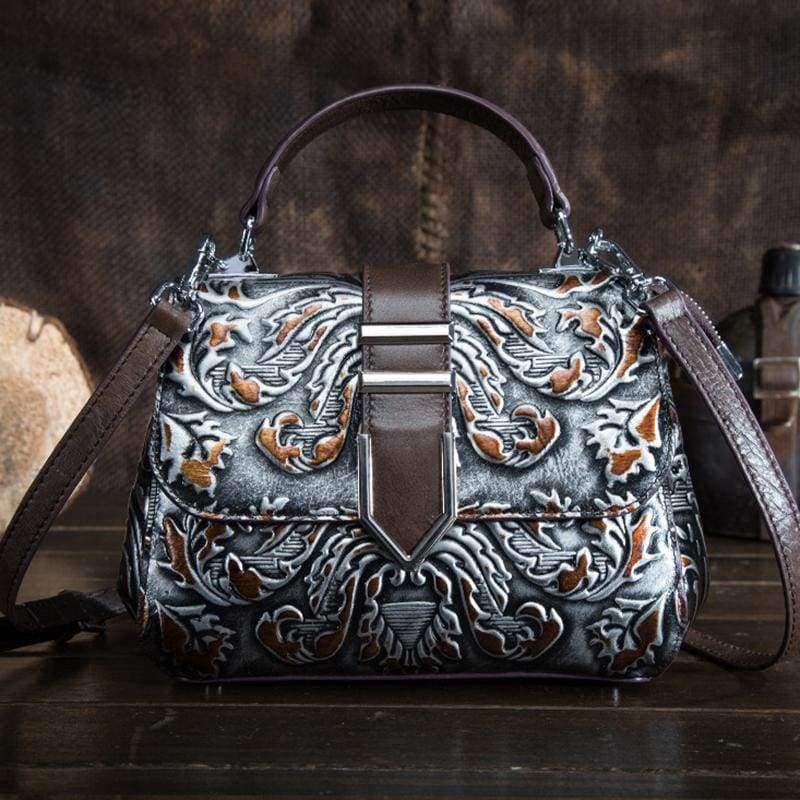 Planet Gates Green Coffee Natural Skin Women Tote Messenger Shoulder Handbag Embossed Brush Color Genuine Leather Female Vintage Top Handle CrossBody Bags