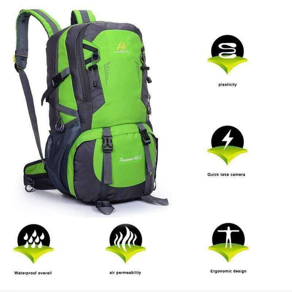 Planet Gates Green Color / 30 - 40L Camping Backpack Travel Sports Bag Large Capacity Men Rucksack Hiking Climbing Backpacks Athletic Computer Bags