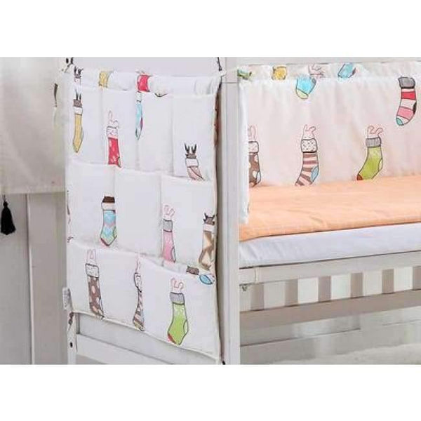 Planet Gates Green Cotton Grey Baby Bed Hanging Storage Bag Newborn Crib Organizer Toy Diaper Pocket for Babies Bedding Set 50*60CM