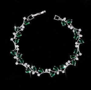 Planet Gates Green Cubic Zircon Crystal Silver Color Royal Jewellry Green CZ Stone Tennis Bracelets for Women B015