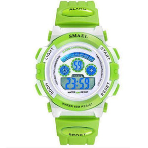 Planet Gates Green Digital Brand Children Watches For Girls Digital Lcd 50m Waterproof Wristwatches Led Student Gift