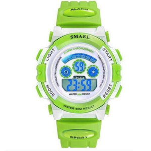Planet Gates Green Digital LCD Digital Watches Children 50M Waterproof Wristwatches Shock Resistant Free Gift Box for Watches Girls0704