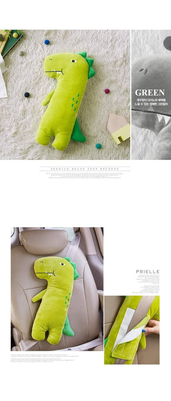 Planet Gates Green Dinosaur Car Seat Belt Cover Cartoon plush Kids Children Pillow Shoulder Pads Safety Positioner Padding Waist Cushion Styling