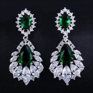 Planet Gates green Elegant Chandelier AAA+ Cubic Zirconia Long Big Crystal Bridal Dangle Drop Earring for Wedding Jewelry CZ202