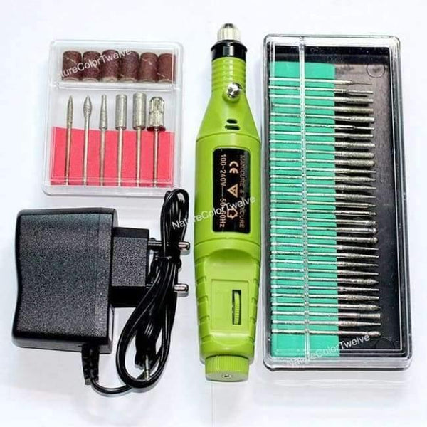 Planet Gates Green - EU Plug Nail Power Drill Set 36bits Electric Drill Toolkit Manicure Pedicure Tools Gel Polish Remover Drill Electric Nail Files Kit