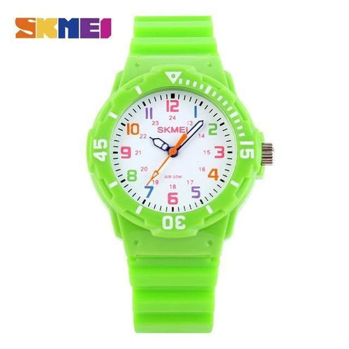 Planet Gates Green Fashion Casual Children Watches 50M Waterproof Quartz Wristwatches Jelly Kids Clock  Students Watch