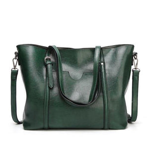 Planet Gates Green Fashion Women Handbags Oil Wax PU Leather Large Capacity Tote Bag Casual Travel Bag
