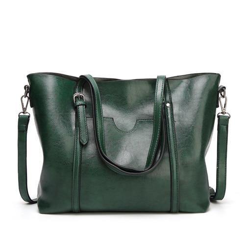 Planet Gates Green Fashion Women Handbags Oil Wax PU Leather Large Capacity Tote Bag Casual Travel Bag