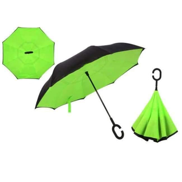 Planet Gates Green Folding Reverse Umbrella Double Layer Inverted Windproof  Rain Car Umbrellas For Women